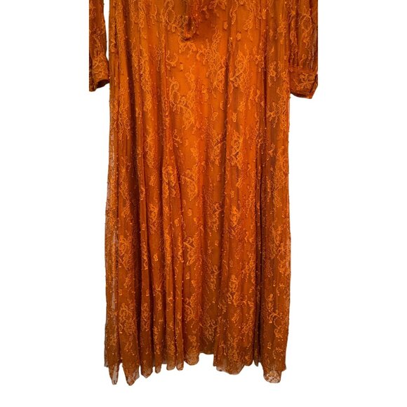 ZARA Vintage Inspired Small Lace Midi Dress In Burnt Orange - Picture 8 of 14